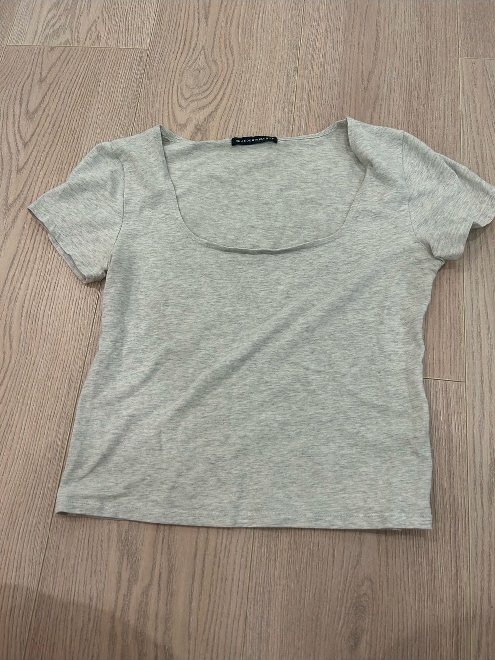 Brandy Melville Light Heather Gray Scoop Neck Short Sleeve Tee